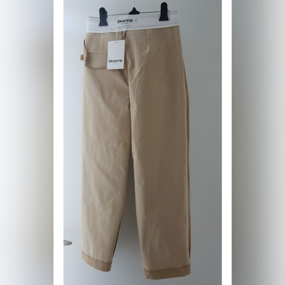 DEAREST Maybe Baby Tan Pleated Dress Pant Size S - Picture 3 of 6